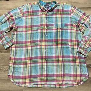 Vintage Ralph Lauren Shirt Men's 3XLT Big Blue Green Southwestern‎ Aztec 90s